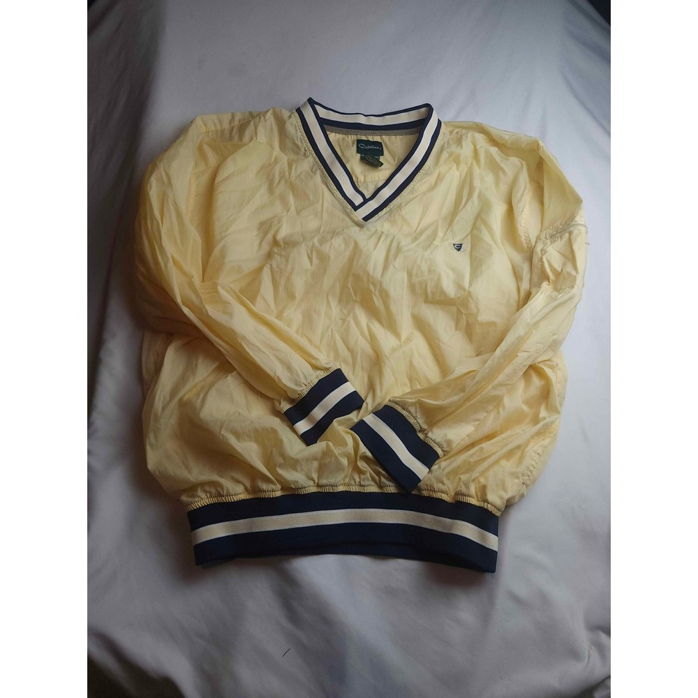 Catalina Mens XL Vintage Yellow V-Neck Nylon Windbreaker Pullover Golf Jacket